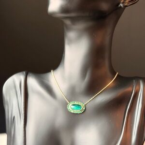 Kendra Scott Elisa Emerald Baguettes Green Center Stone Necklace